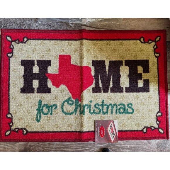 St. Nicholas Square "Texas Home" For Christmas Printed Rug Nylon Holiday Decor - Picture 2 of 5